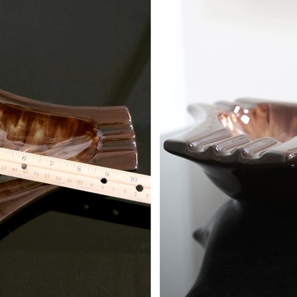 Vintage Harvest Gold Ceramic Ashtray by Blue Mountain Pottery, Brown & Gold Drip - Picture 3 of 7